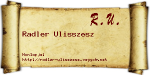 Radler Ulisszesz névjegykártya